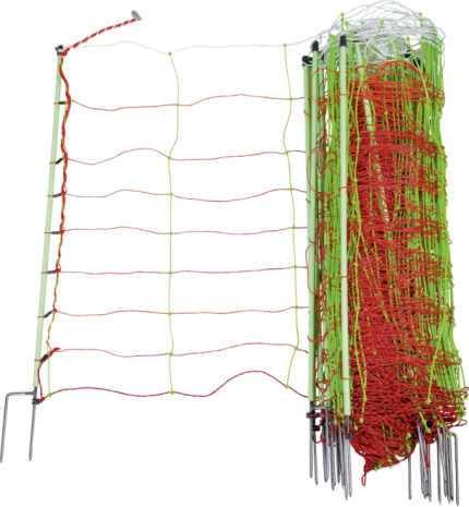 Tornado XL schrikdraadnet, combimet aardgeleider 90 cm hoog
met dubbele punt, 50m