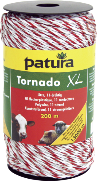 Tornado XL kunststofdraad wit/rood 200m