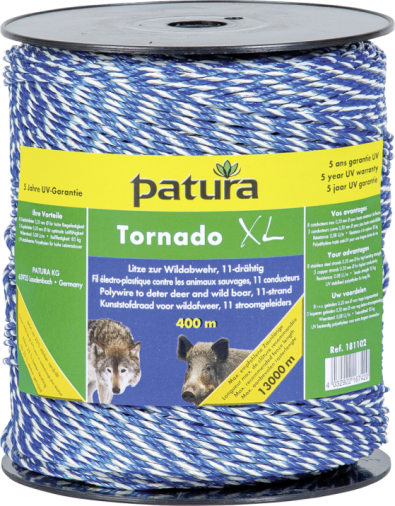 Tornado XL kunststofdraad blauw/wit 400m