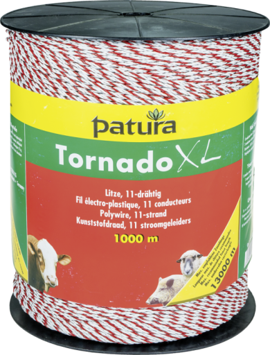 Tornado XL kunststofdraad wit/rood 1000m