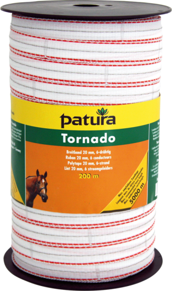 Tornado lint 20mm wit/oranje 200m rol