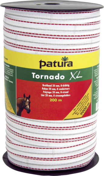 Tornado XL lint 20mm wit/rood, 200m rol