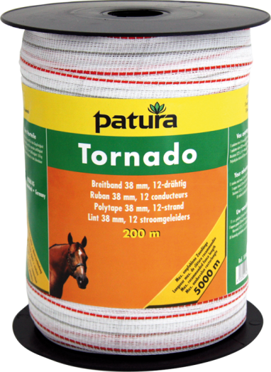 Tornado lint 38mm wit-oranje, 200m rol