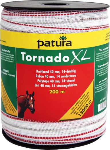 Tornado XL lint 40mm wit/rood, 200m rol