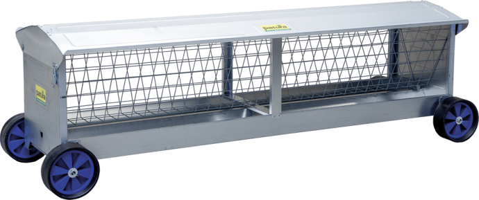 Hooiruif met wielen, L=2,45 mmet dak, voor lammeren en schapen