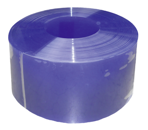 PVC-lamellen, 300 x 3 mm,blauw transparant, 25 m rol