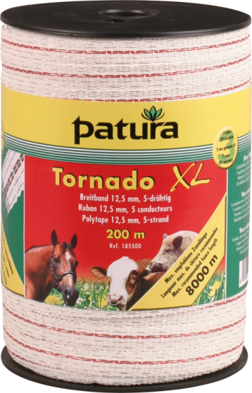 Tornado XL lint 12,5mm wit/rod 400m rol